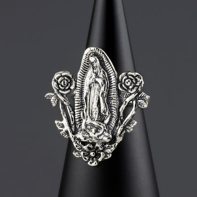 virgin Mary Mexican sterling silver ring
