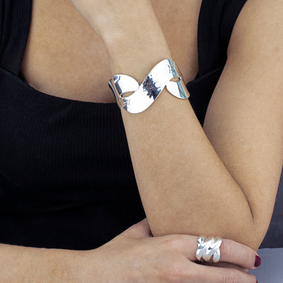 Infinite Loop Sterling Silver Cuff Bracelet