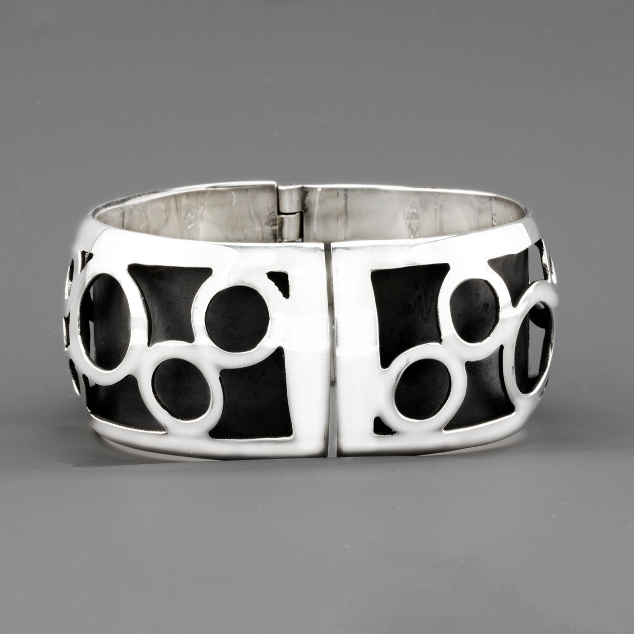 wide geometric hinged bangle 