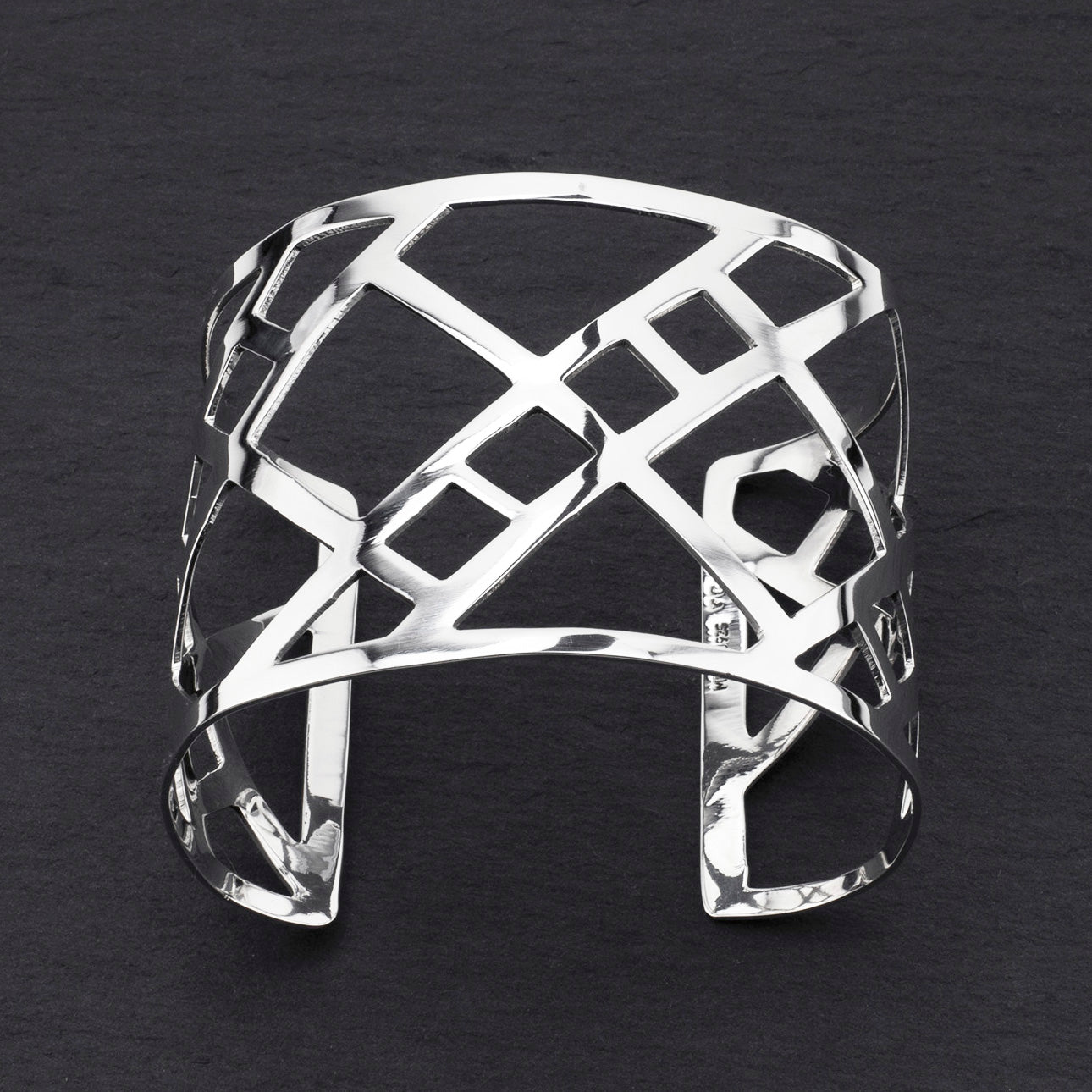 wide geometric sterling silver cuff bracelet