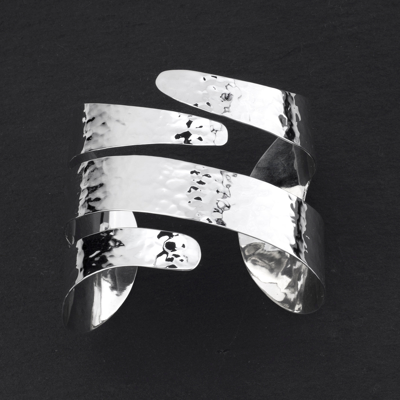 wide hammered silver statement cuff bracelet