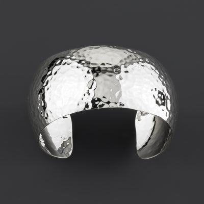 wide hammered sterling silver cuff bracelet