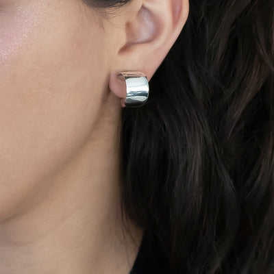 Sterling Silver Wide Hoop Earrings