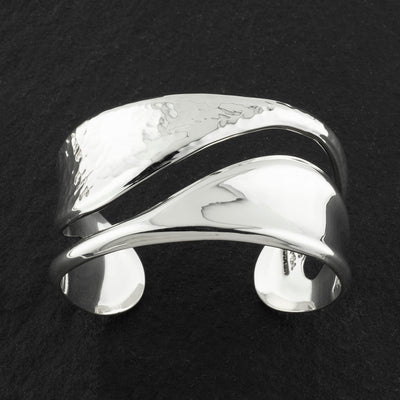 wide Mexican sterling silver split cuff bracelet
