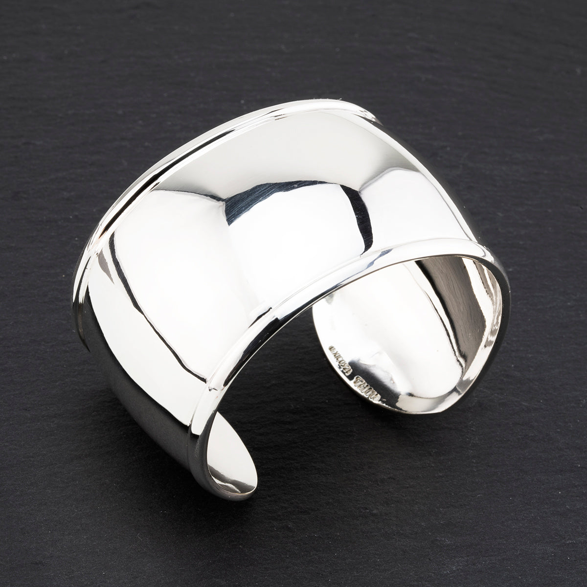 wide rimmed sterling silver cuff bracelet