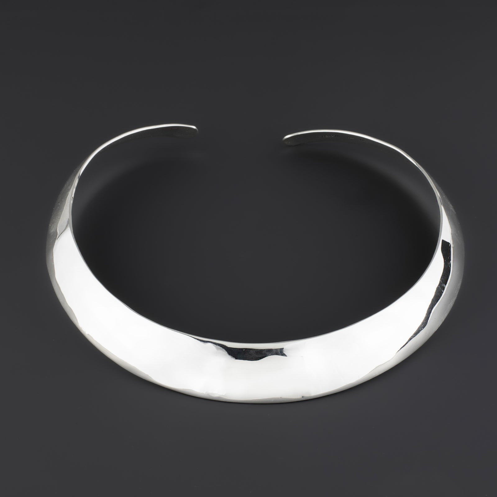 wide silver choker necklace