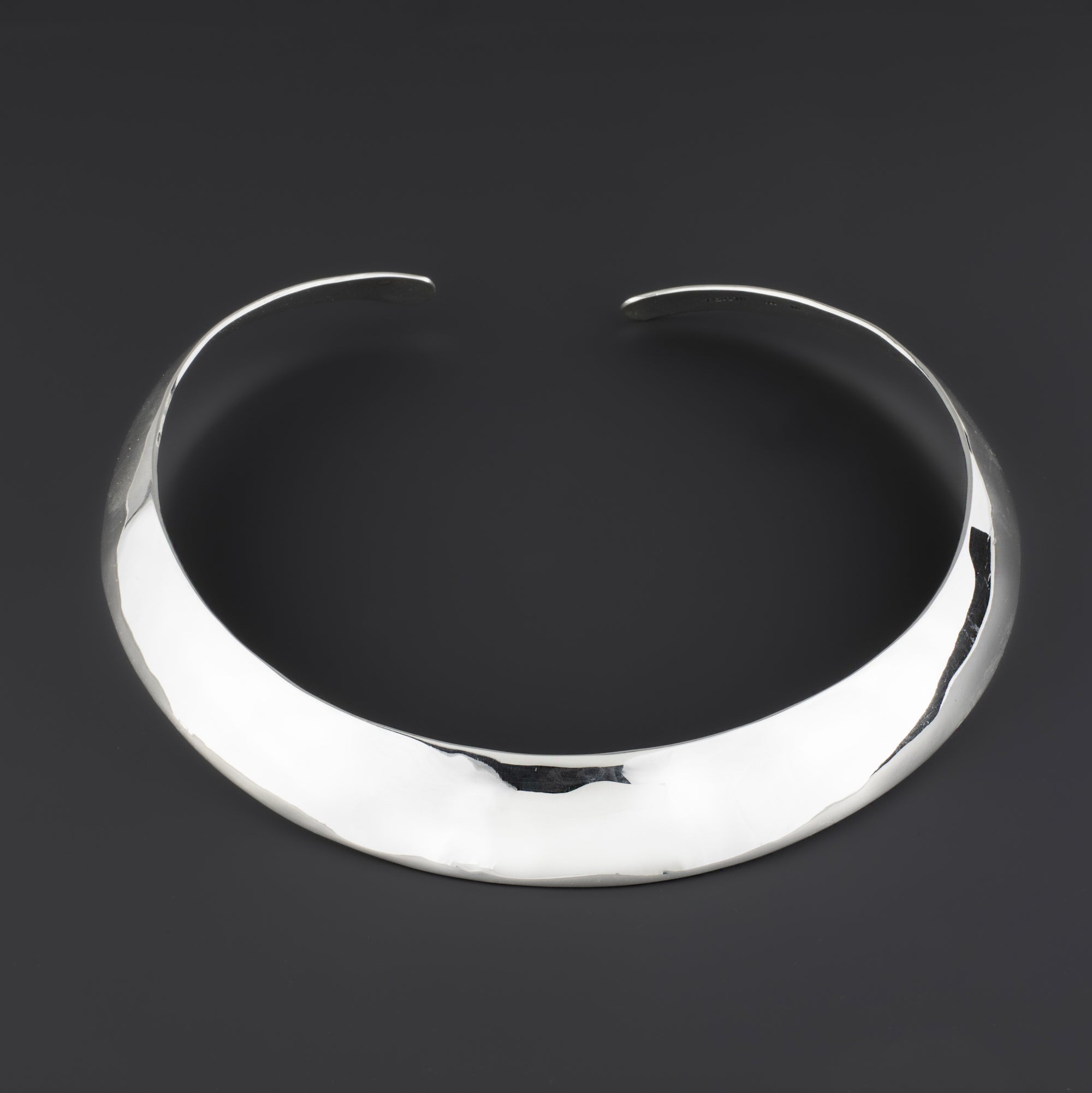 wide silver choker necklace