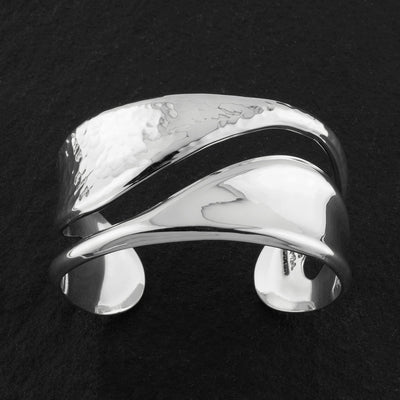 wide split sterling silver cuff bracelet