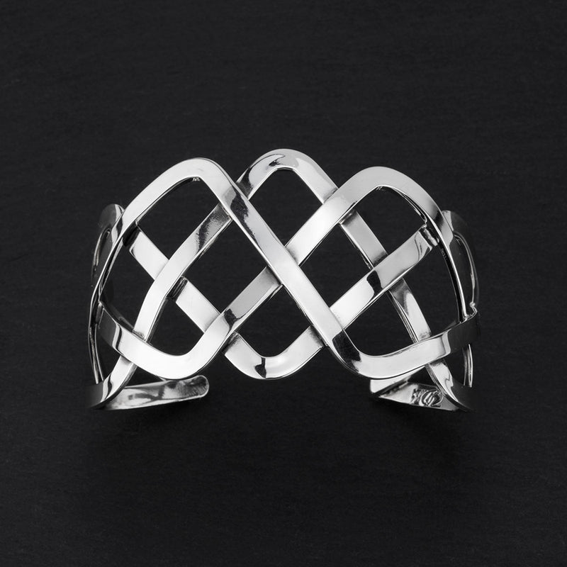 wide sterling silver braided cuff bracelet