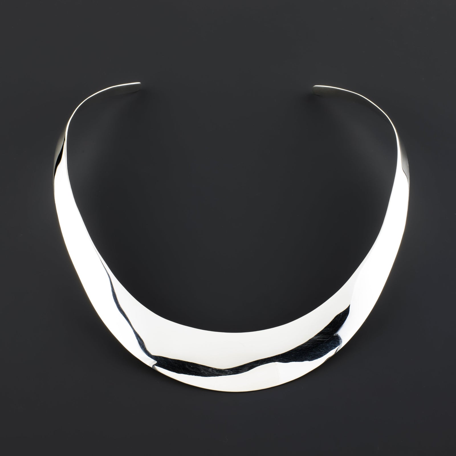 wide sterling silver collar necklace