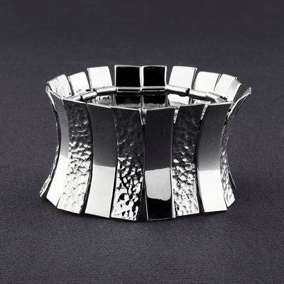 wide sterling silver elastic statement bracelet