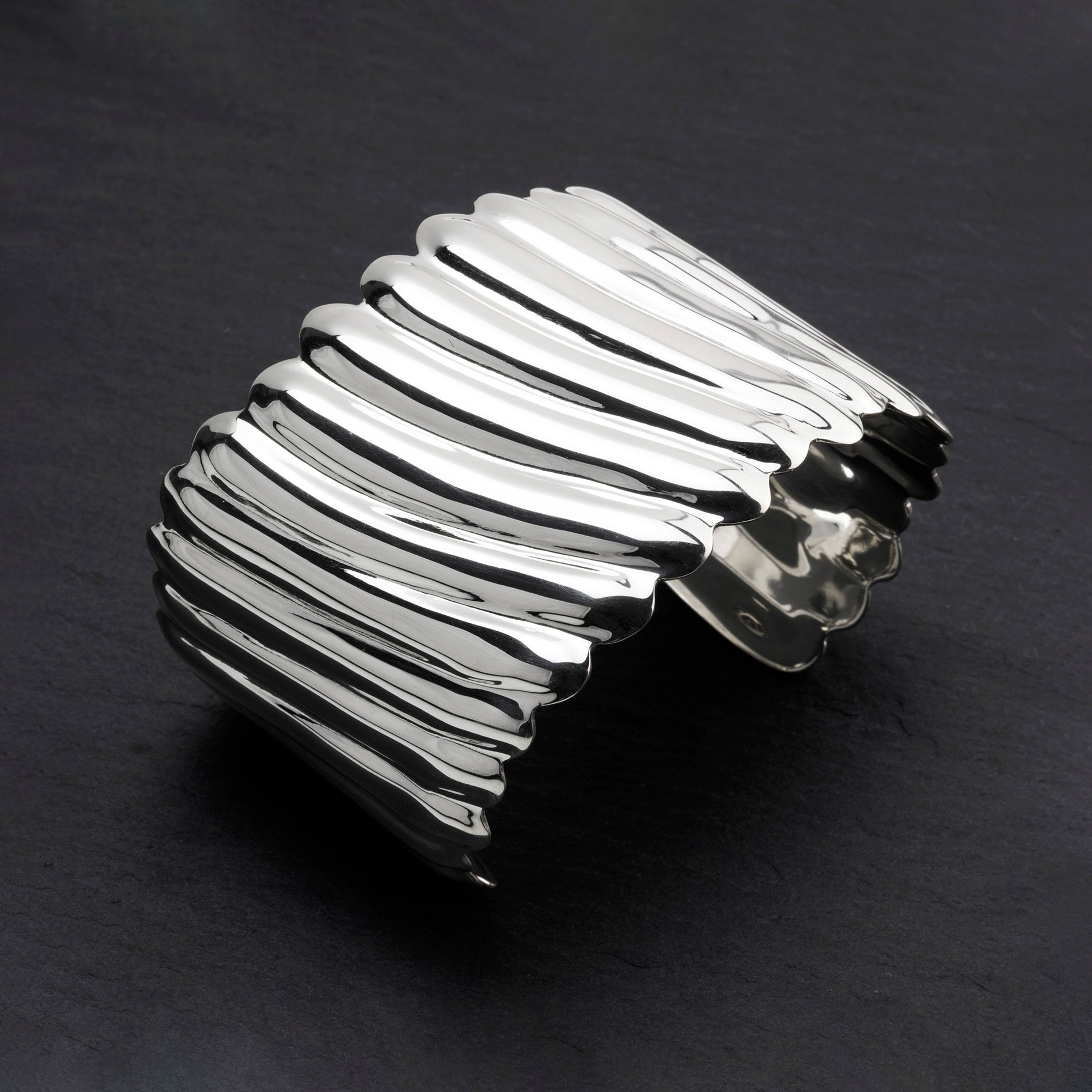 wide sterling silver sculpted cuff bracelet