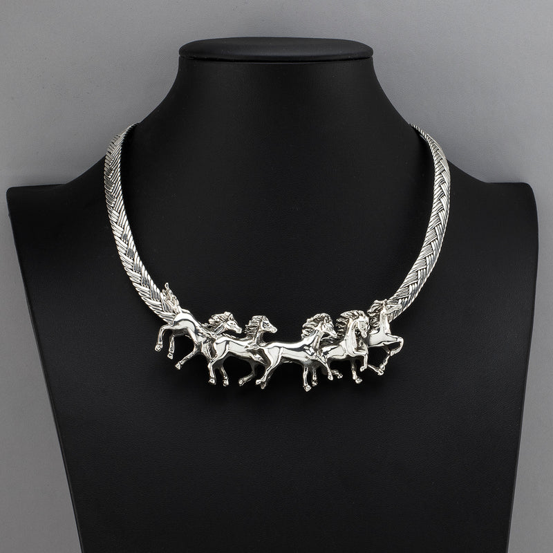 wild horses sterling silver choker necklace