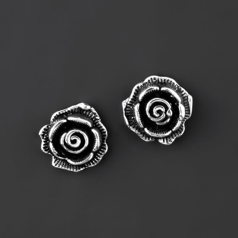 wild rose handmade silver earrings