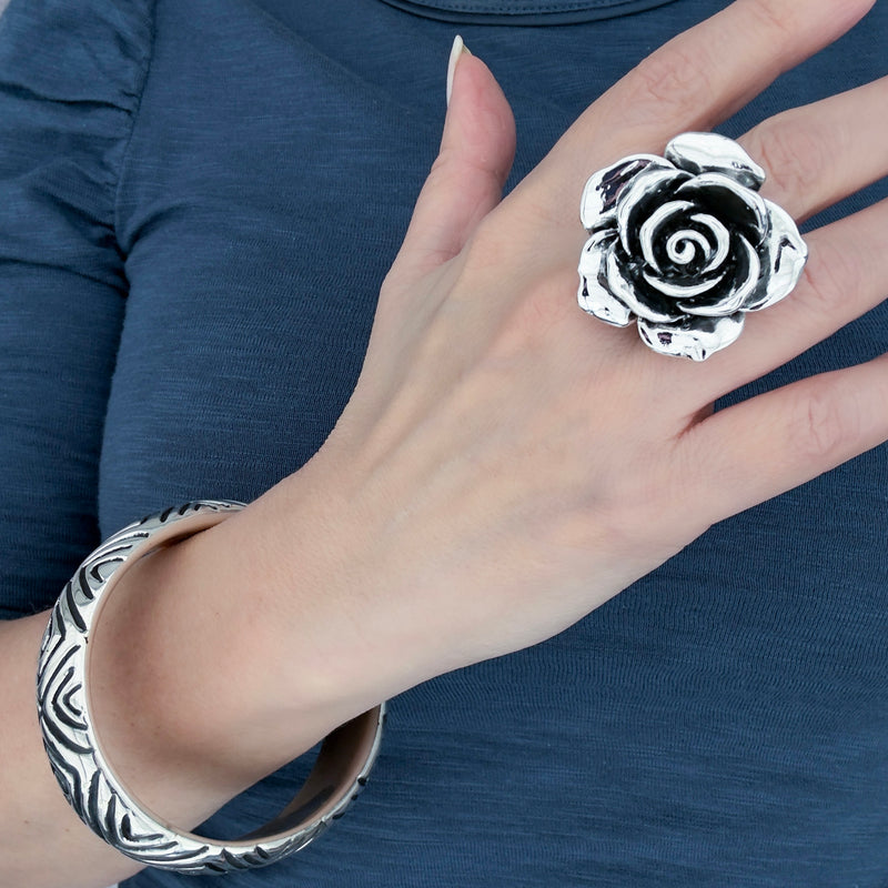 rose electroformed silver ring