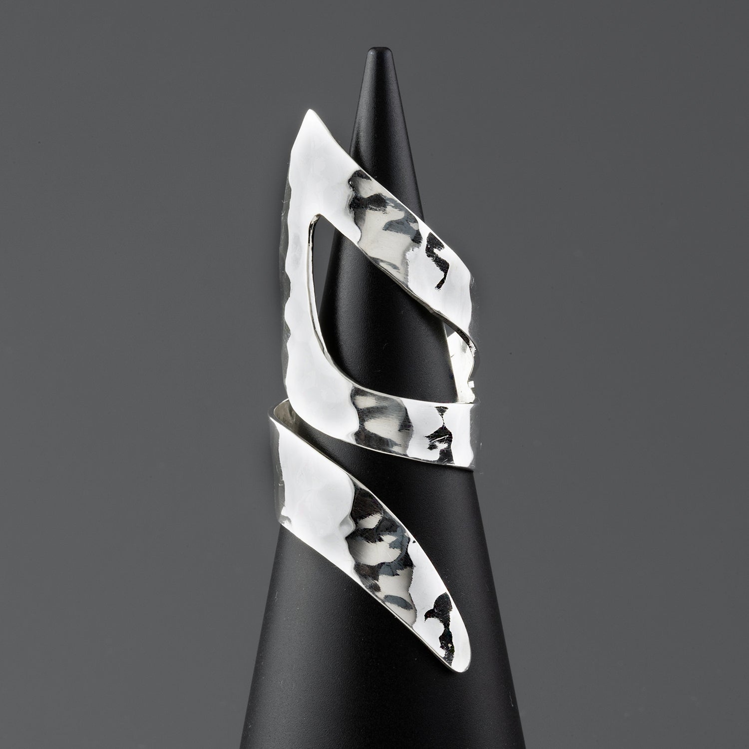 wild wrap large hammered silver ring