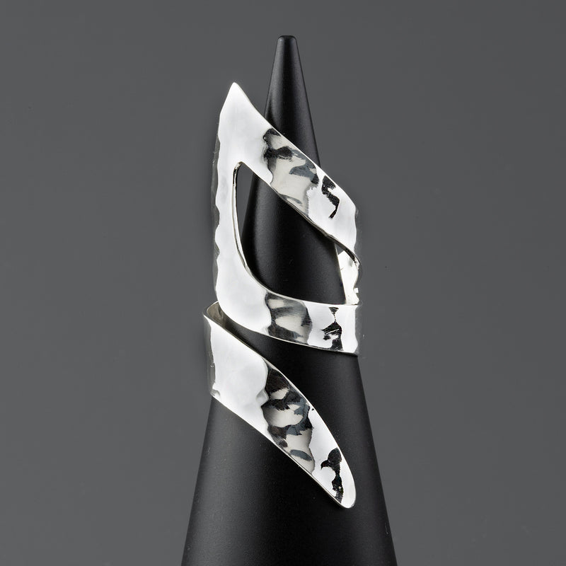 wild wrap large hammered silver ring