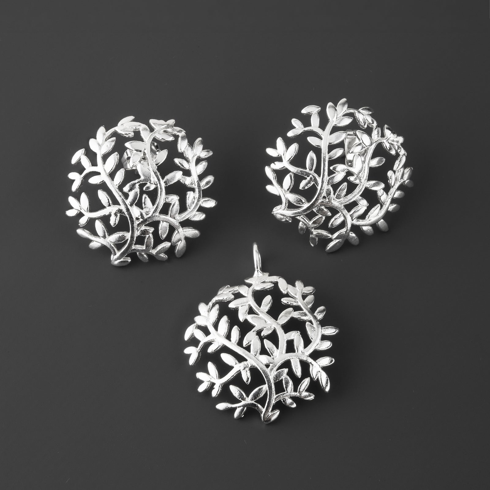 wildleaf sterling silver earrings pendant set