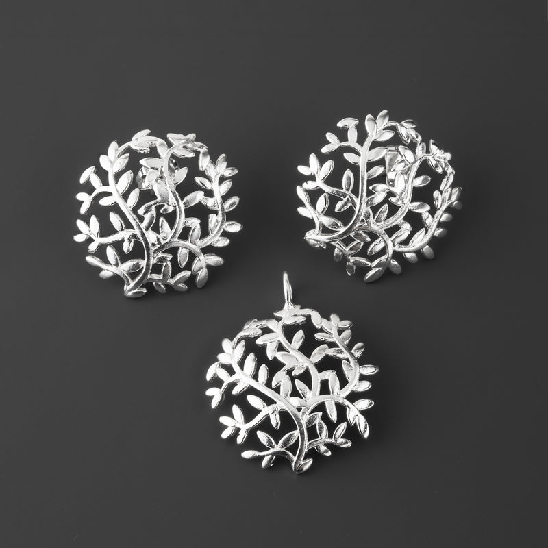 wildleaf sterling silver earrings pendant set