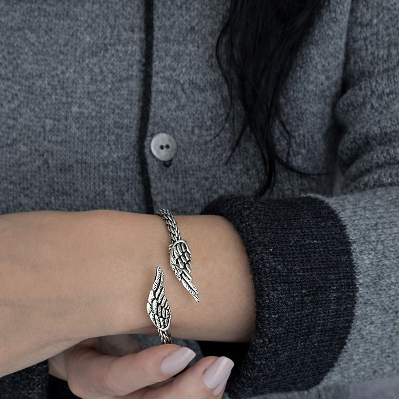 guardian wings Mexican silver bracelet
