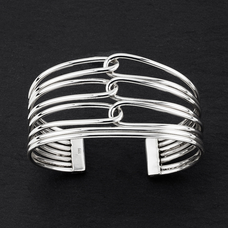wired elegance sterling silver cuff bracelet