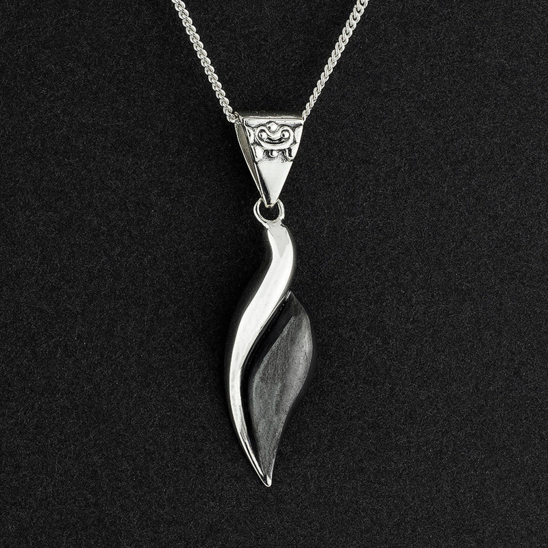 yin and yang flame silver pendant