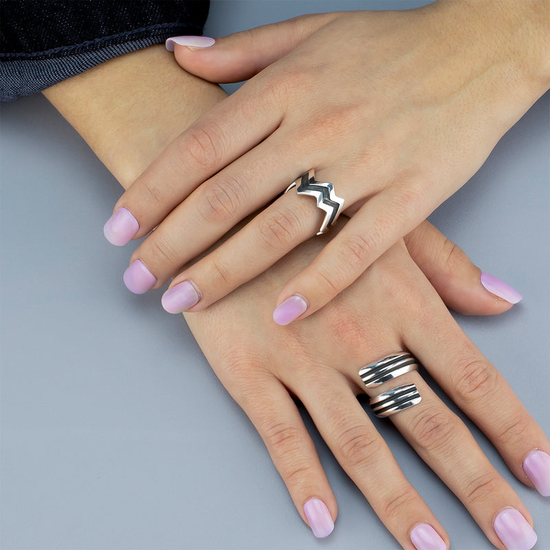 Taxco silver zigzag ring