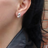 Sterling Silver Lotus Flower Stud Earrings
