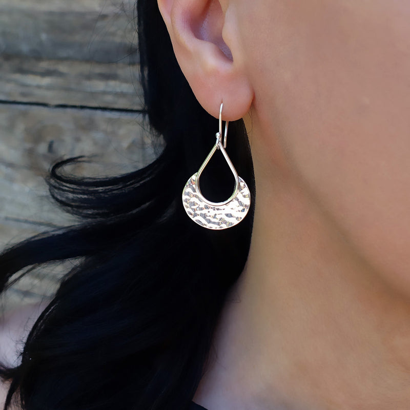 hammered sterling silver dangle earrings
