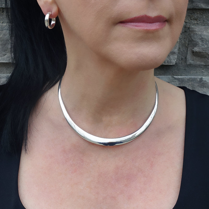 solid sterling silver choker necklace
