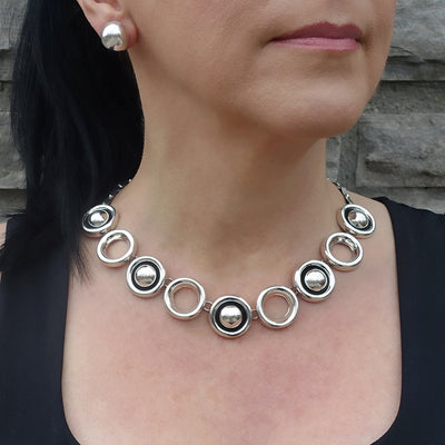 Handmade Sterling Silver Circle Statement Necklace