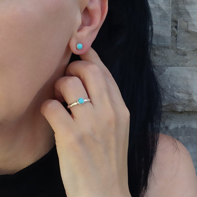 Round Small Turquoise Stud Earrings