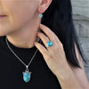 Large Copper Turquoise Pendant Necklace
