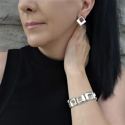 Sterling Silver Square Link Bracelet
