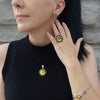 Round Amber Stone Pendant Necklace