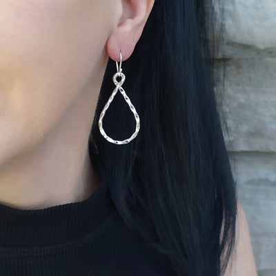 Mexican Sterling Silver Textured Teardrop Earrings