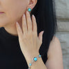 Genuine Turquoise and Sterling Silver Link Bracelet
