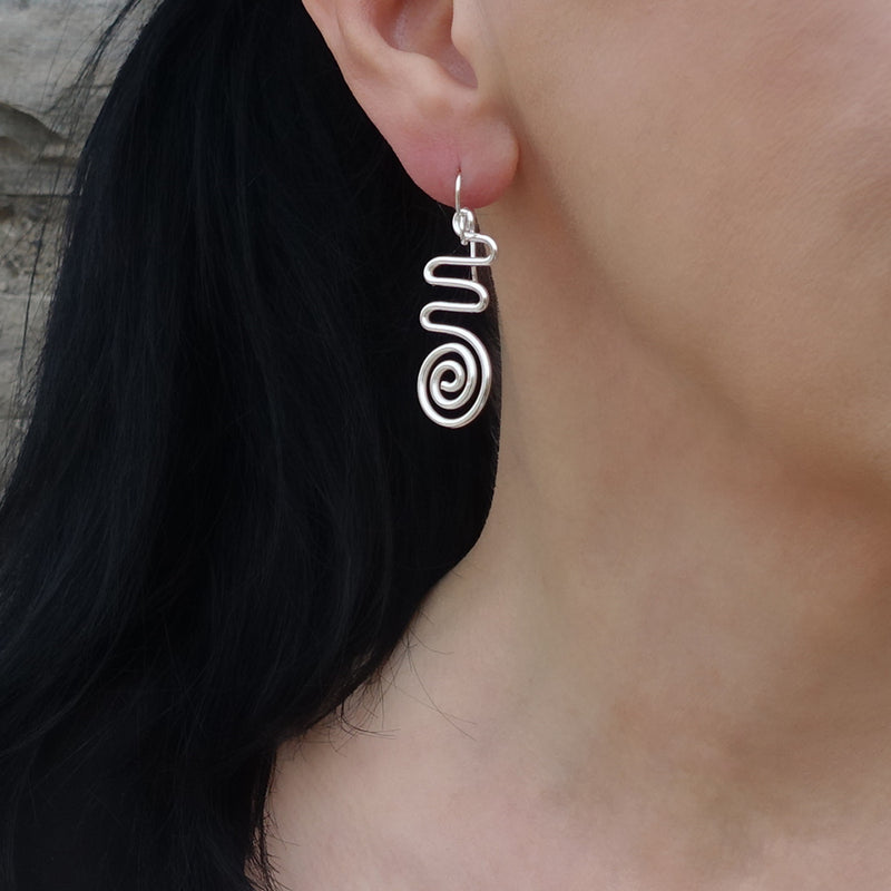 Taxco sterling silver spiral wire earrings