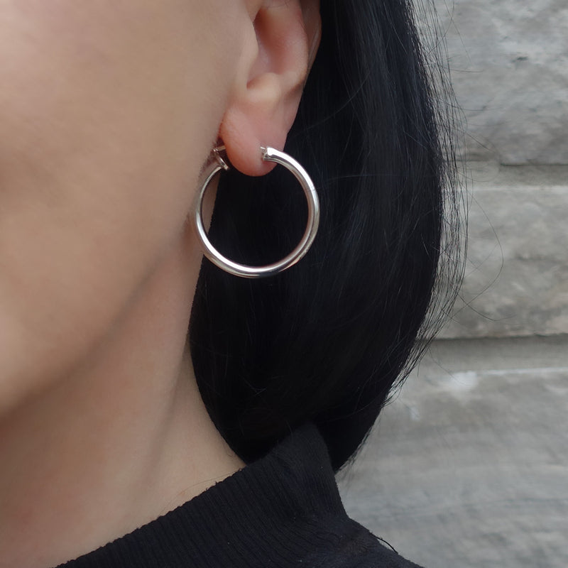 sterling silver tube hoop earrings