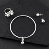 Mexican Silver Bead Charm Bangle Bracelet