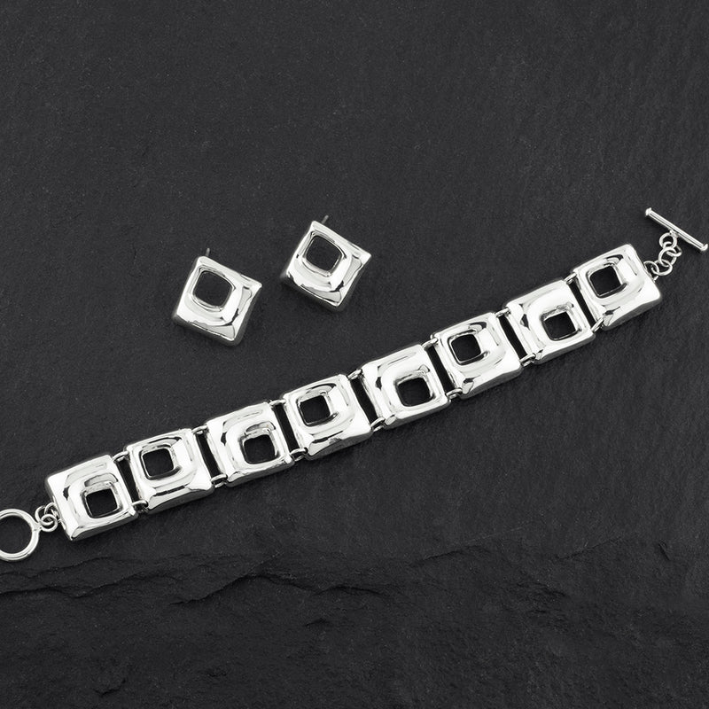 sterling silver square link bracelet