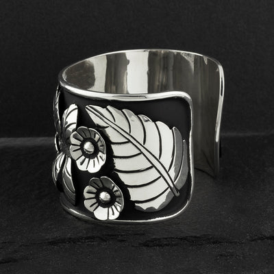 Wide Mexican Sterling Silver Dragonfly Cuff Bracelet