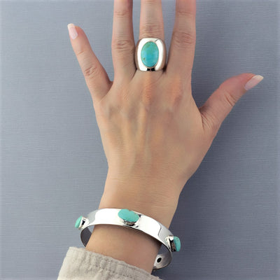 Turquoise and Sterling Silver Bangle Bracelet