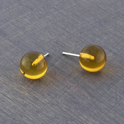 amber ball stud earrings