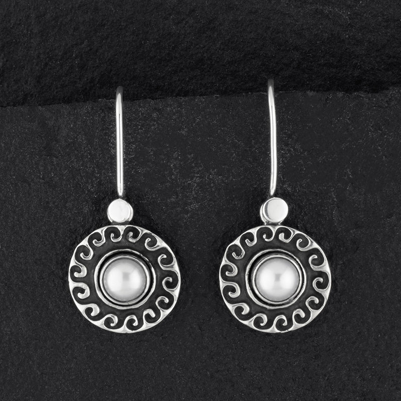 artisan sterling silver and pearl drop earrings