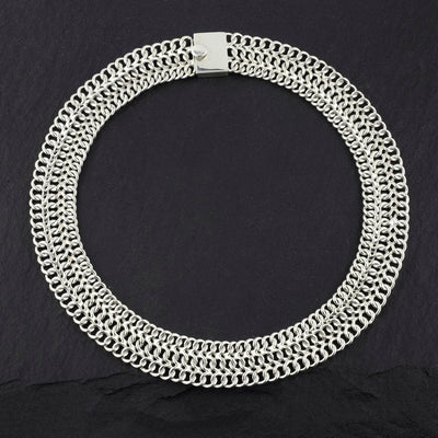 chunky Mexican silver mesh chain necklace