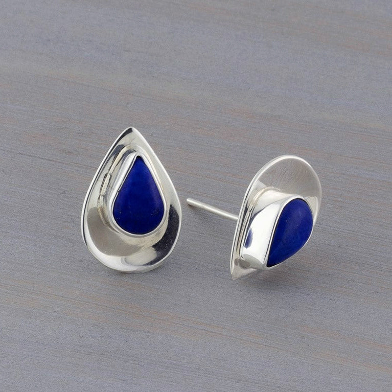 lapis lazuli teardrop stud earrings