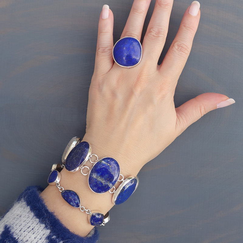 large adjustable lapis lazuli ring