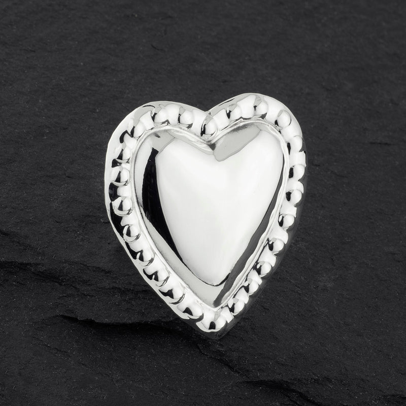 oversized sterling silver heart ring