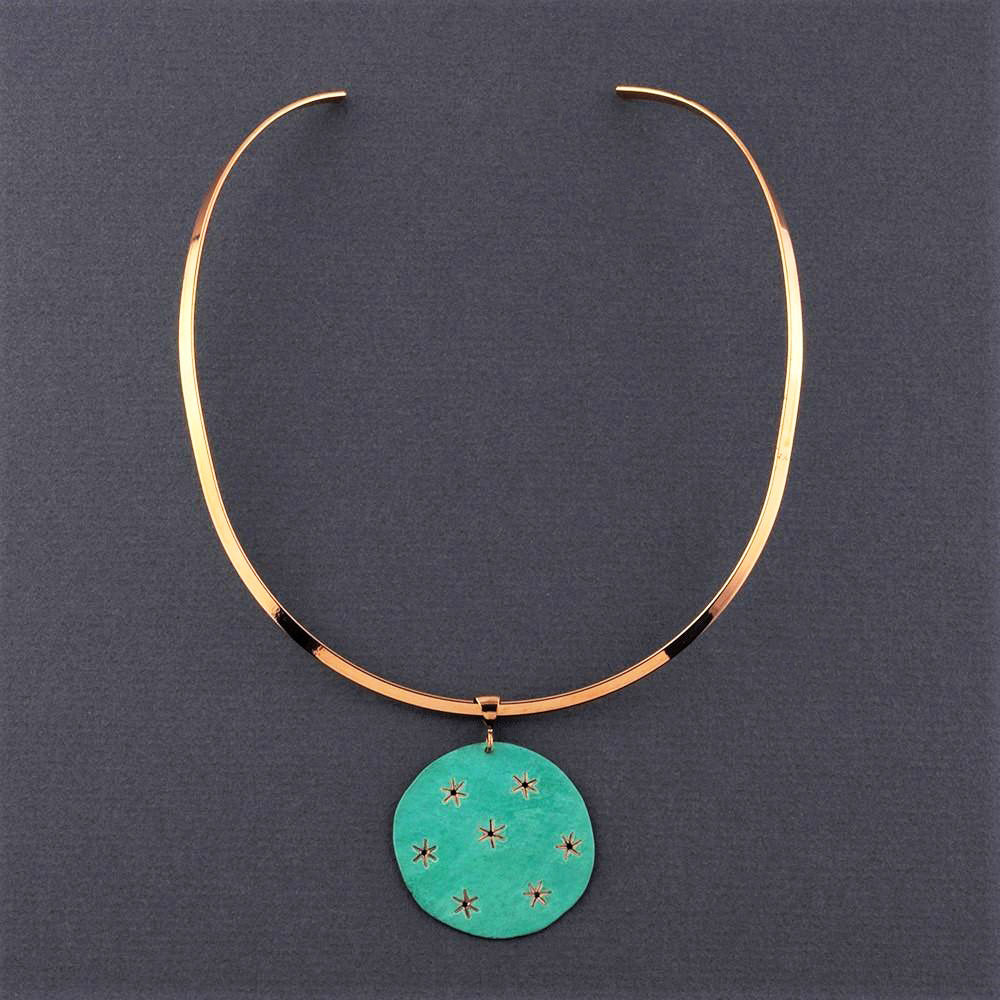 patina copper star pendant necklace